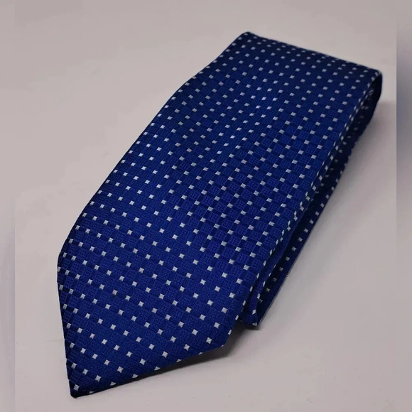 Donald Trump Signature Collection Men's Tie Neck Tie Blue Square Dotted Silk 58" - Picture 2 of 13